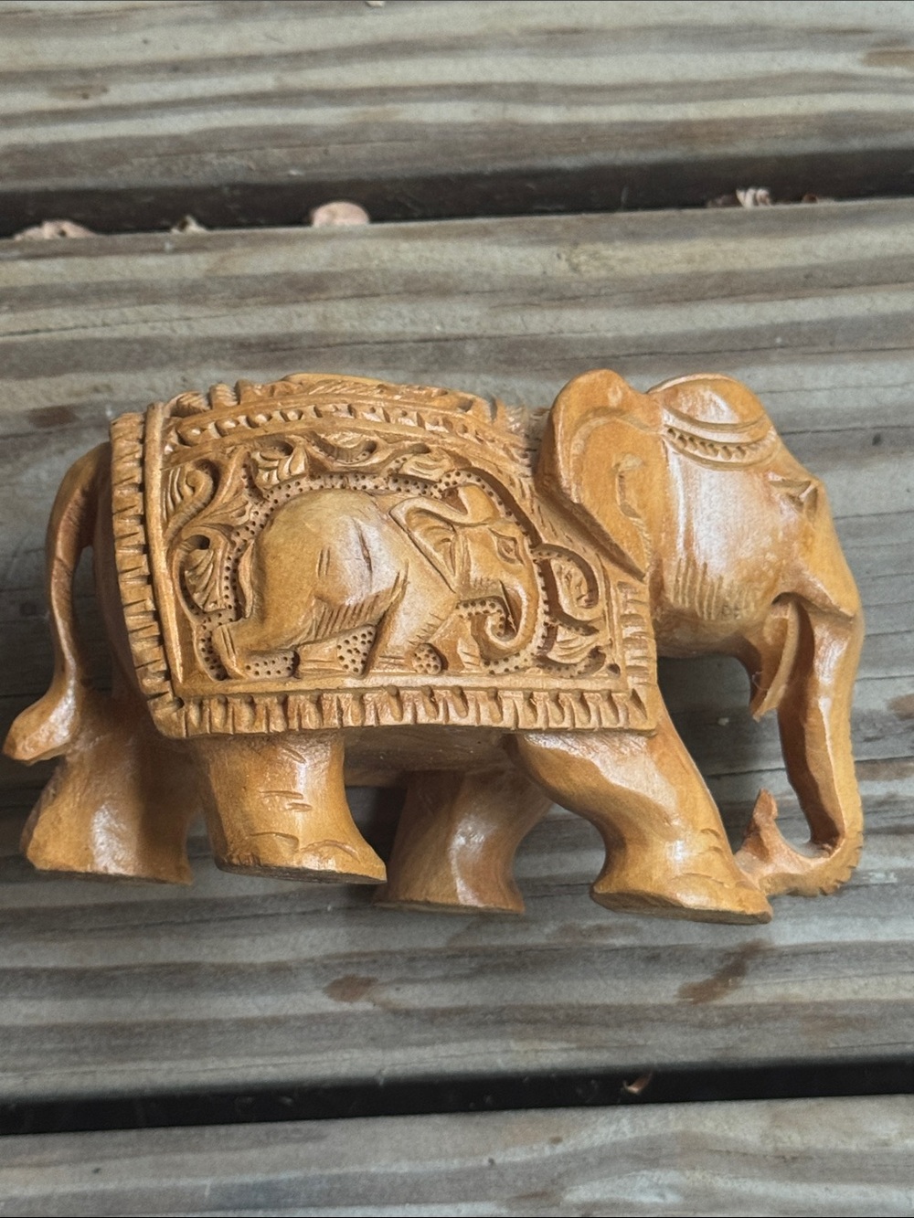 Hand Made Kadam Wood Elephant Sculpture, 'Pomp and Pachyderm"